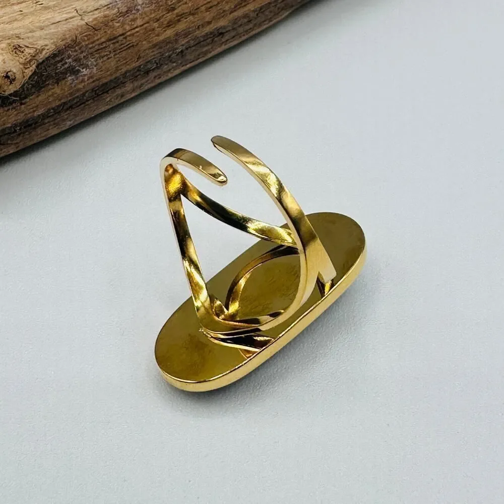Lapis Lazuli Adjustable Gold Statement Ring
